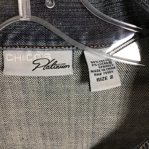 Chico’s Platinum Denim jacket in distressed denim. - Picture 2 of 4